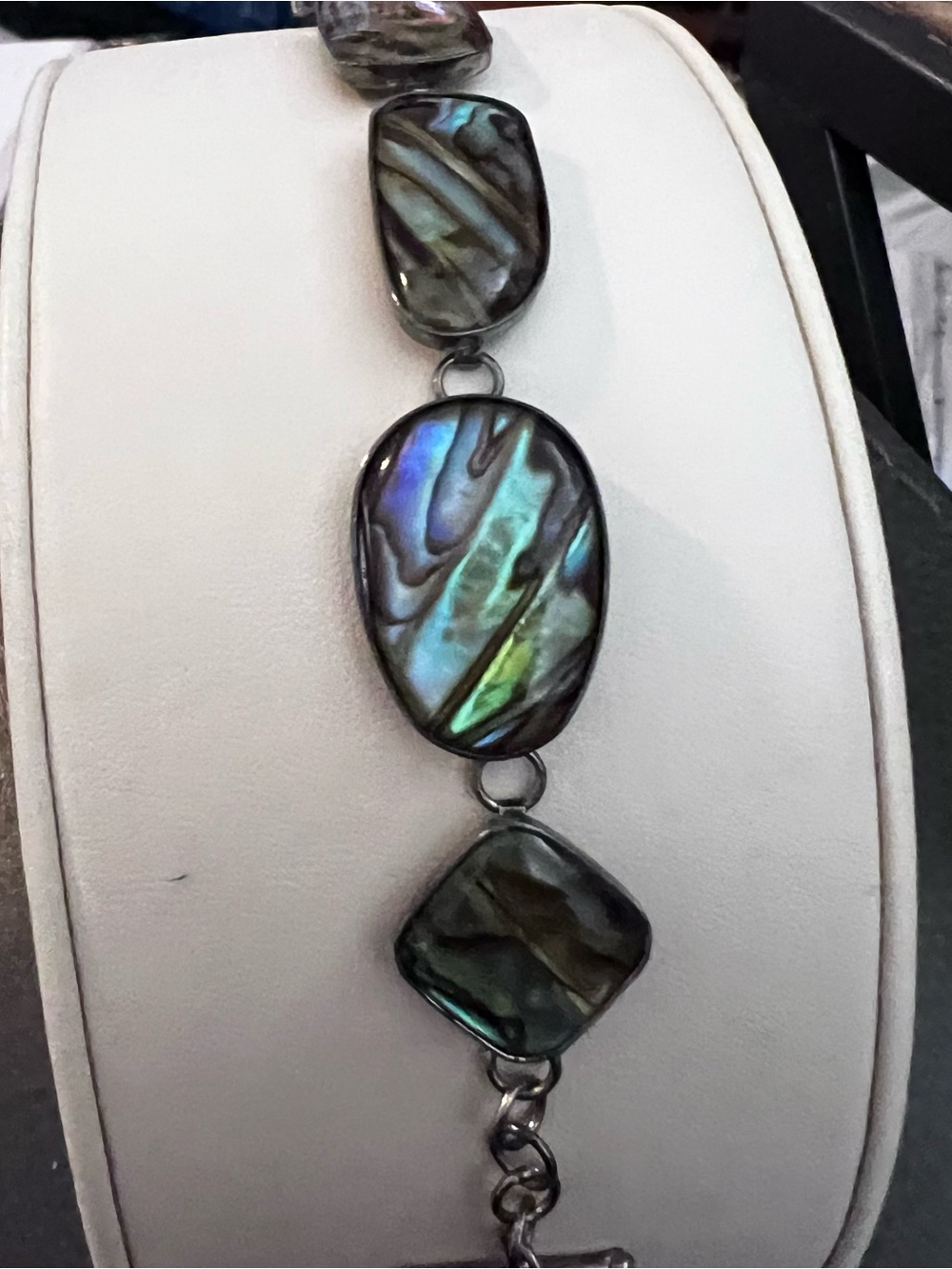 Abalone Shell Linked Bracelet - Iridescent Green